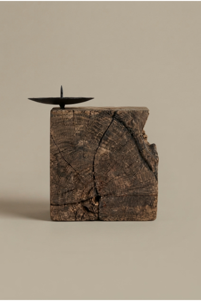 Hand Crafted Candle Stand - Driftwood Block 